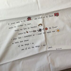 To-Dah 1996 Rare Martex Childs Jesus God Poem White Standard Pillowcase Percale